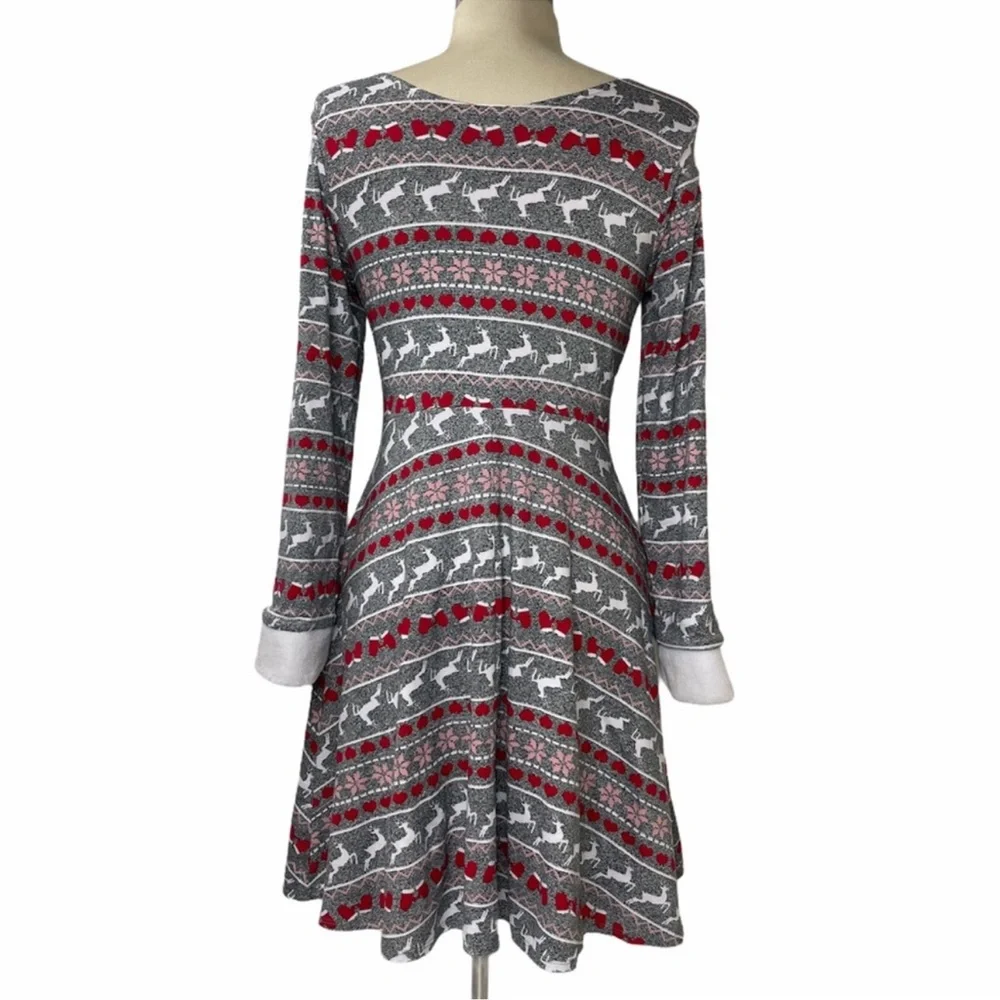 Handmade Christmas Dress Holiday Fair Isle Reversible Pattern Girls Large 12/14